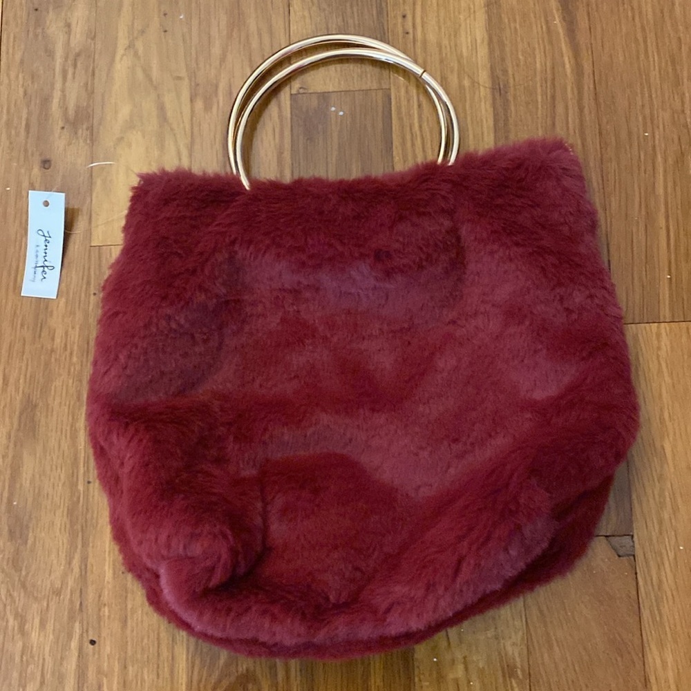 NWT Jennifer & Company Red Faux Fur Tote/Crossbody Bag